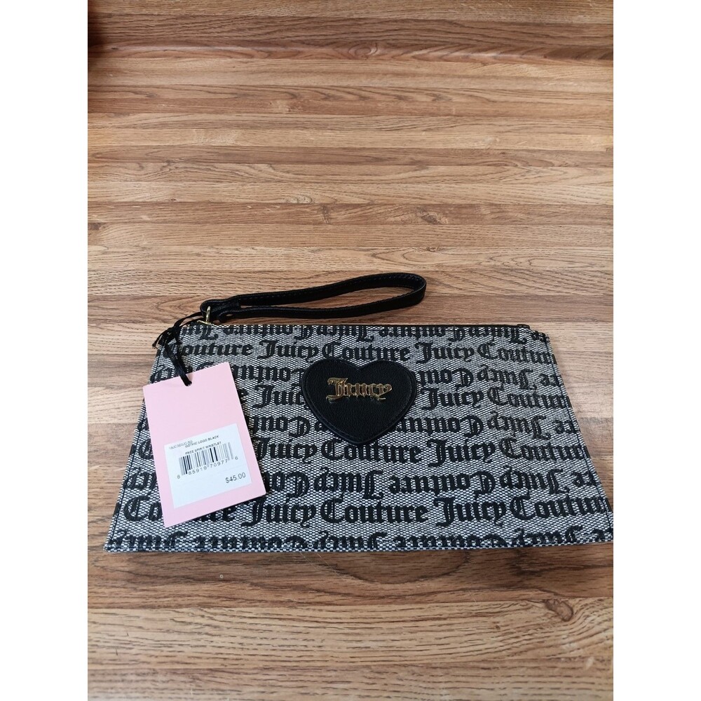 Juicy Couture Gothic Logo Black Free Spirit Wristlet NWT
